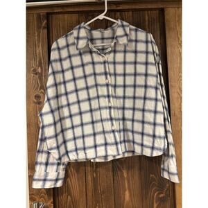 Madewell Cropped Boxy Plaid Flannel XL